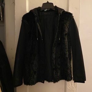 Zara fake fur bomber jacket